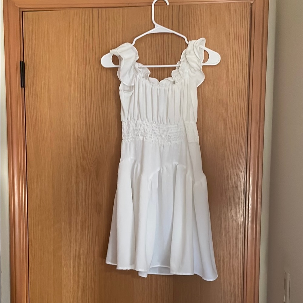 Amazon White Ruffled Smocked Mini Dress
